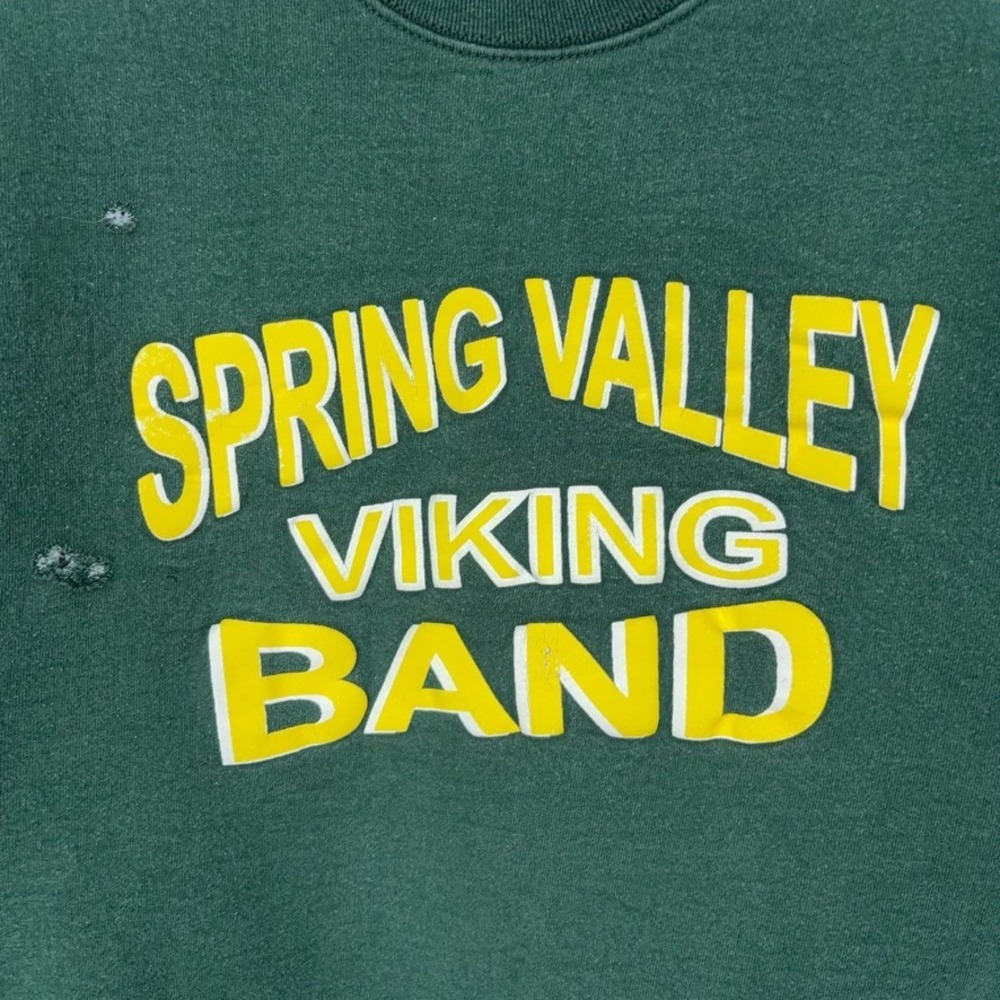 Vintage Spring Valley Vikings Sweatshirt Mens Large Green Band Vintage 90s SC - Picture 2 of 8